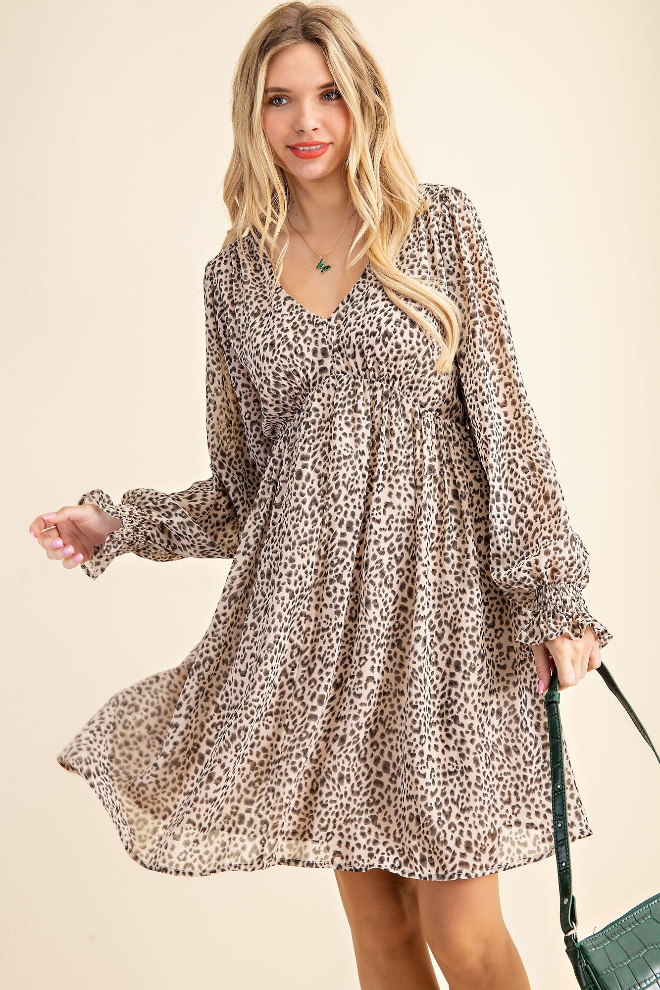 Lena Cheetah Print Dress Tan - Black – ModgenX