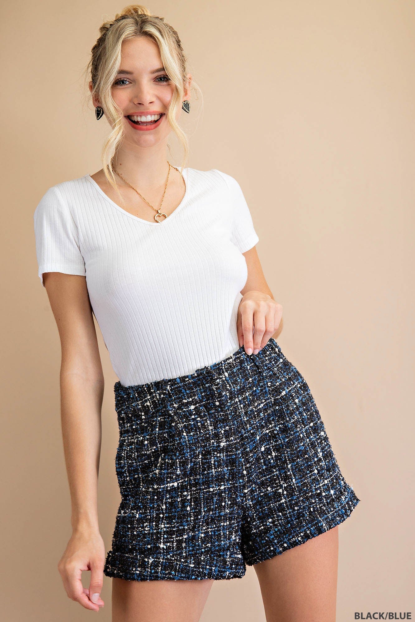 High Waisted Boucle Shorts