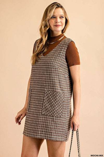 Houndstooth Print Sleeveless  Dress Without Top